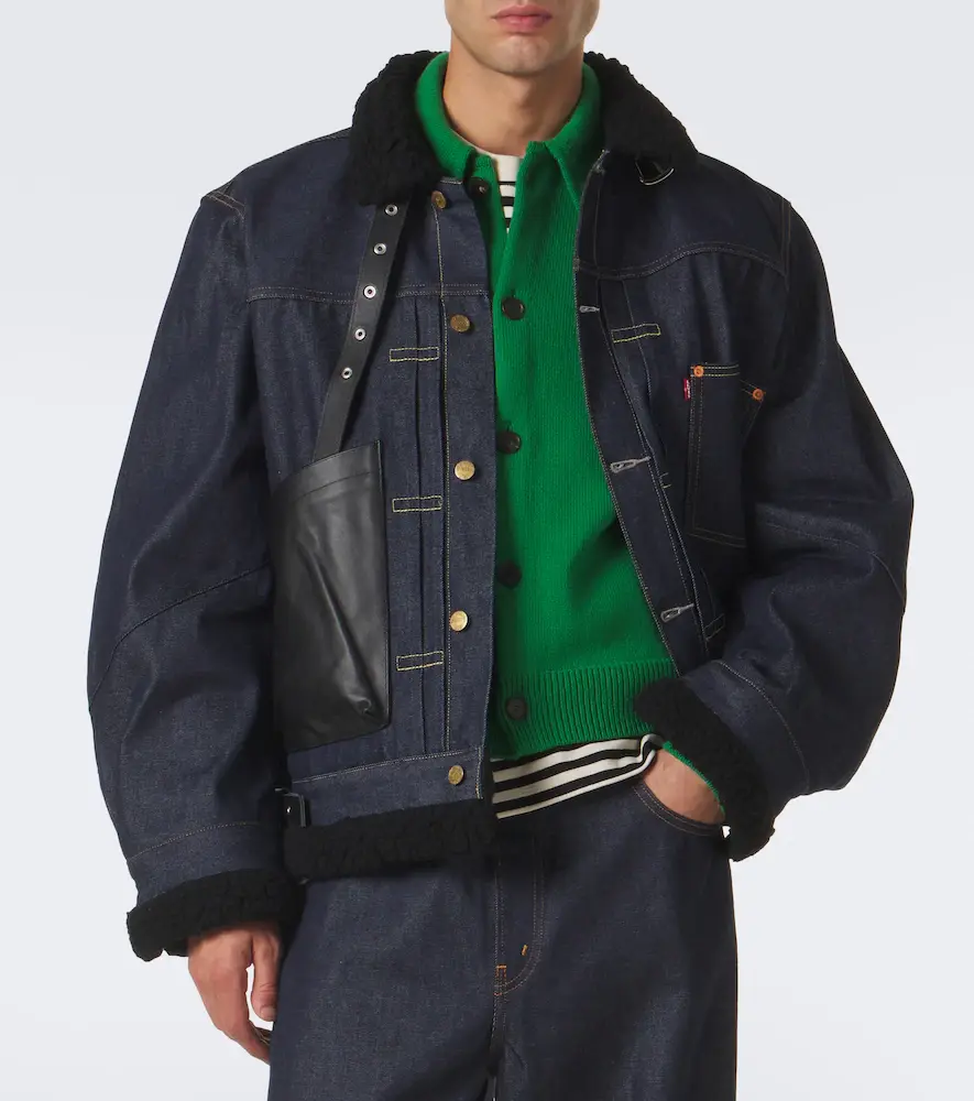 Sacai Leather-trimmed denim jacket | Thumbnail 2 Sacai Leather-trimmed denim jacket | Thumbnail 2