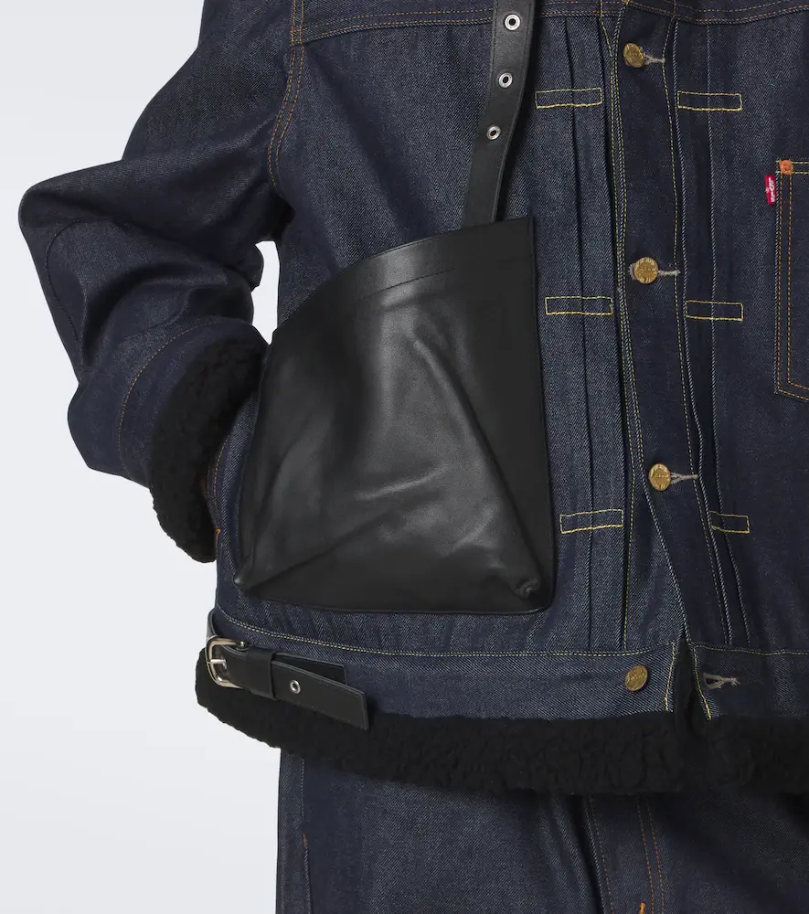 Sacai Leather-trimmed denim jacket | Thumbnail 3 Sacai Leather-trimmed denim jacket | Thumbnail 3