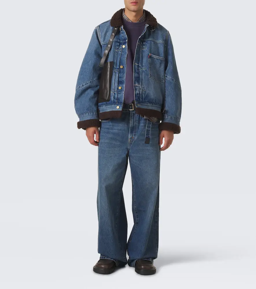 Sacai Leather-trimmed denim jacket | Thumbnail 2 Sacai Leather-trimmed denim jacket | Thumbnail 2
