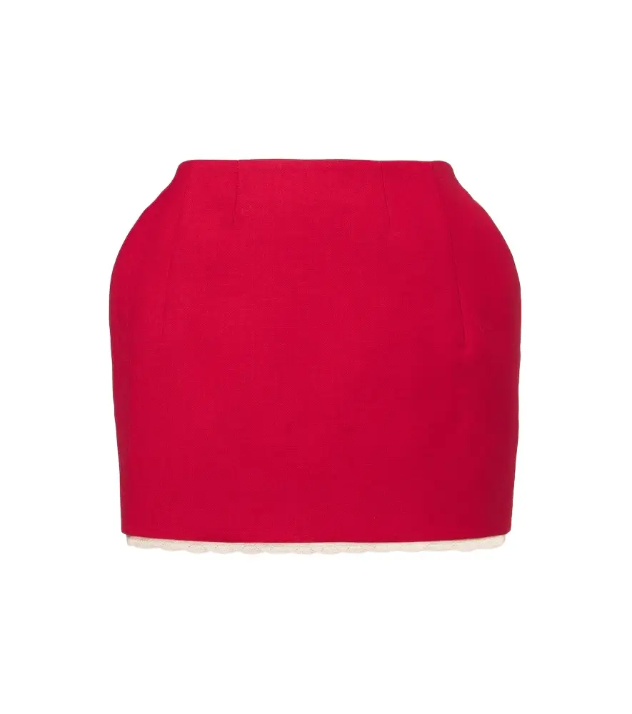 Crochet-trimmed virgin wool miniskirt Crochet-trimmed virgin wool miniskirt