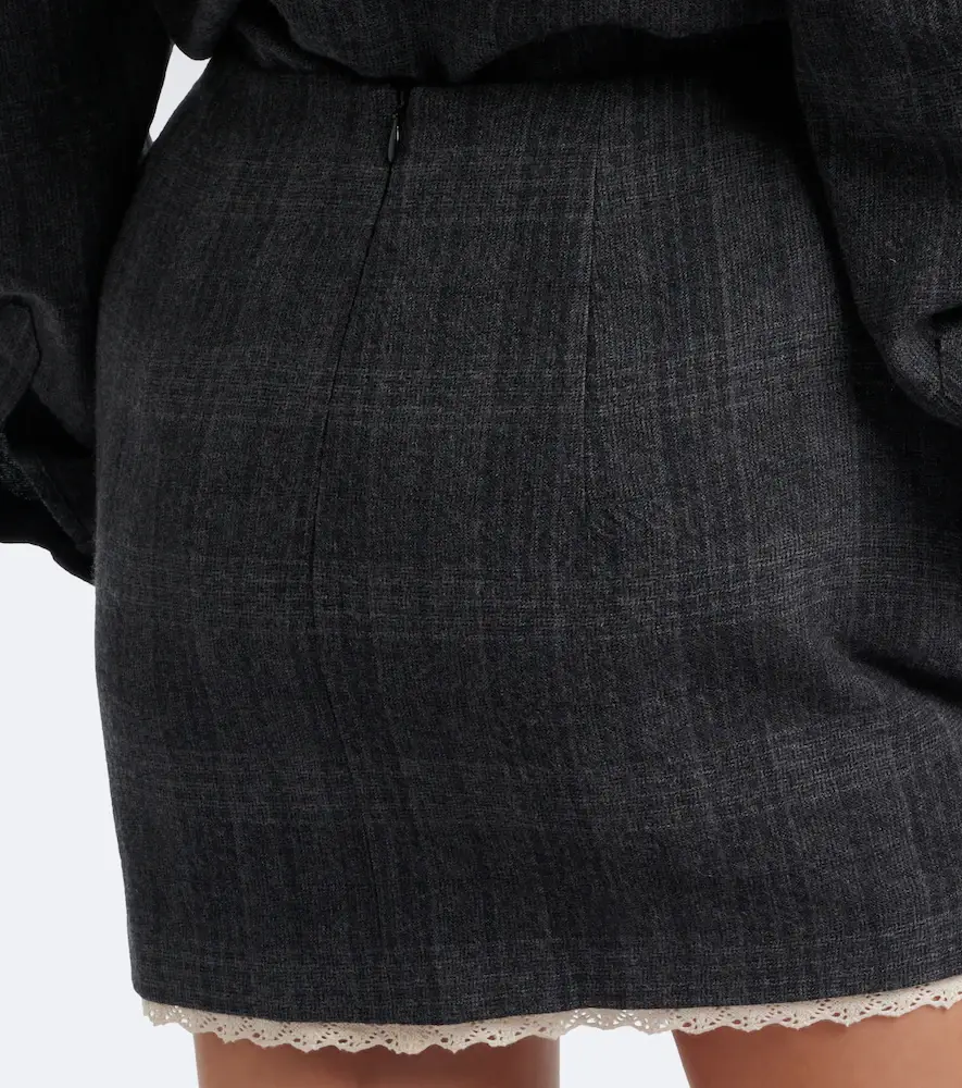 Magda Butrym Checked crochet-trimmed virgin wool miniskirt | Thumbnail 4 Magda Butrym Checked crochet-trimmed virgin wool miniskirt | Thumbnail 4