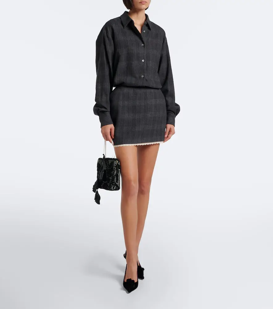 Magda Butrym Checked crochet-trimmed virgin wool miniskirt | Thumbnail 5 Magda Butrym Checked crochet-trimmed virgin wool miniskirt | Thumbnail 5