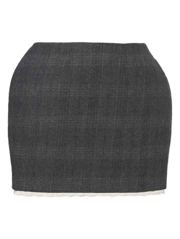 Checked crochet-trimmed virgin wool miniskirt Checked crochet-trimmed virgin wool miniskirt