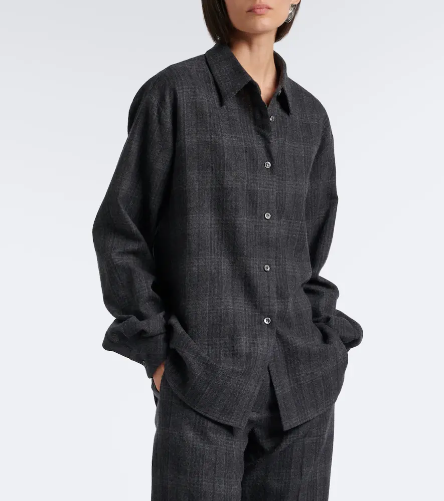 Magda Butrym Plaid virgin wool shirt | Thumbnail 2 Magda Butrym Plaid virgin wool shirt | Thumbnail 2