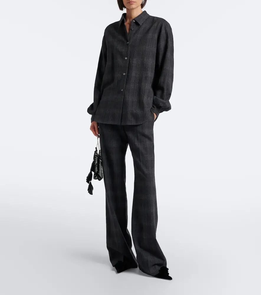 Magda Butrym Plaid virgin wool wide-leg pants | Thumbnail 4 Magda Butrym Plaid virgin wool wide-leg pants | Thumbnail 4