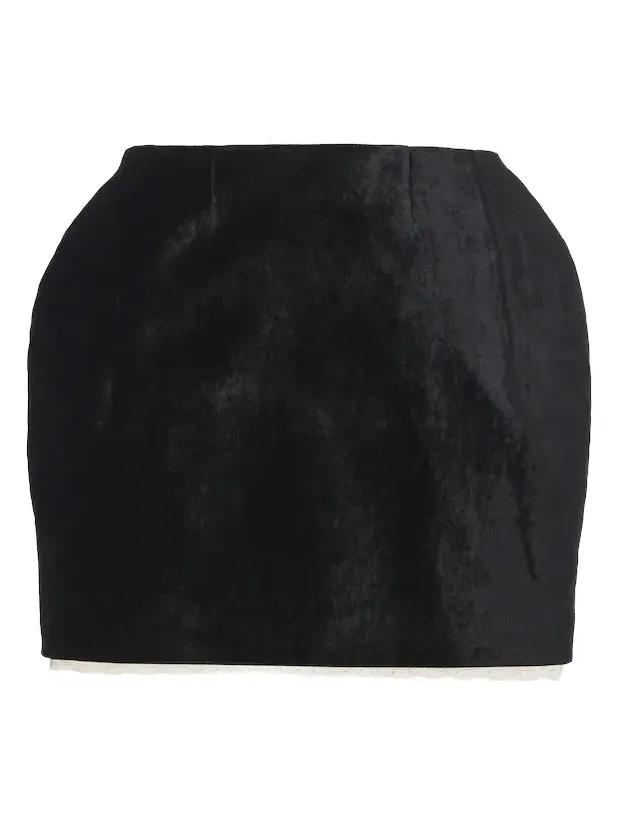 Crochet-trimmed velvet miniskirt Crochet-trimmed velvet miniskirt