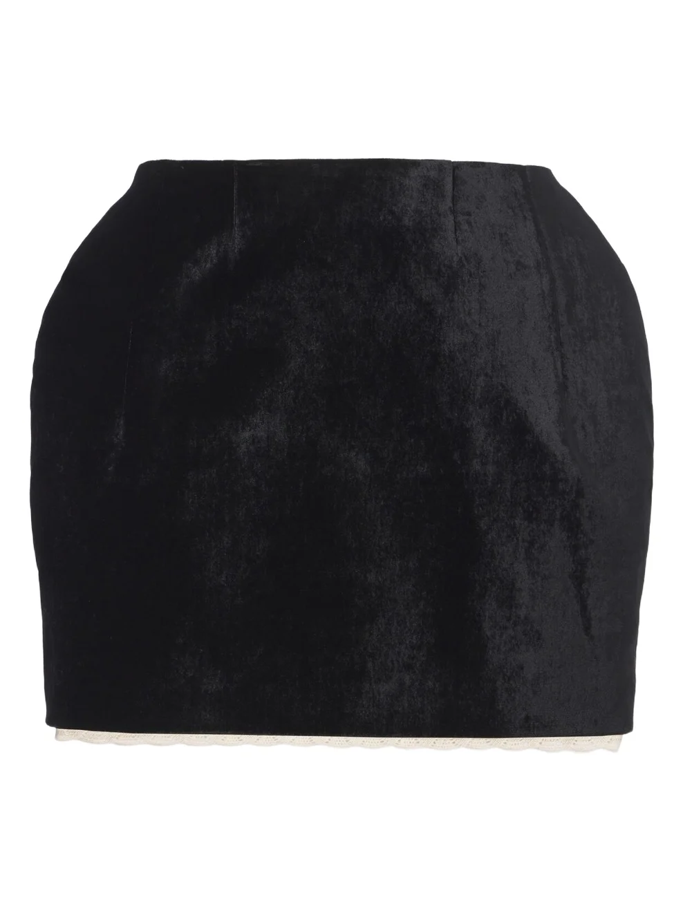 Crochet-trimmed velvet miniskirt Crochet-trimmed velvet miniskirt