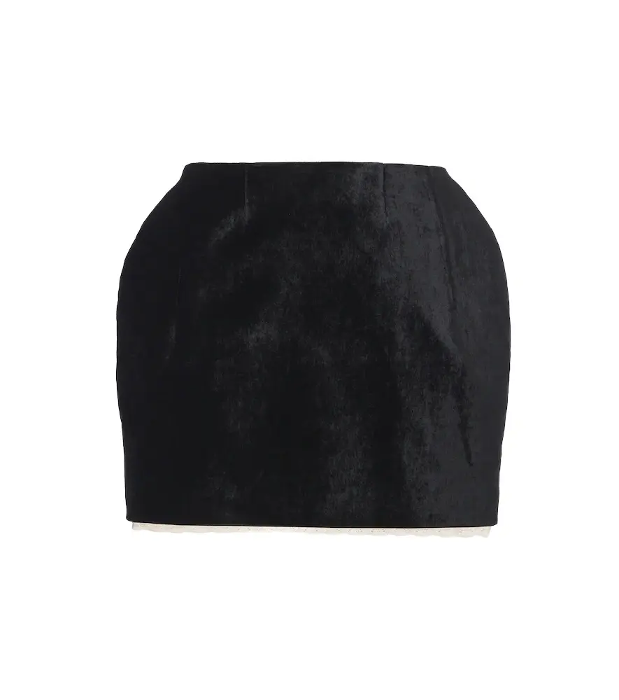 Crochet-trimmed velvet miniskirt Crochet-trimmed velvet miniskirt
