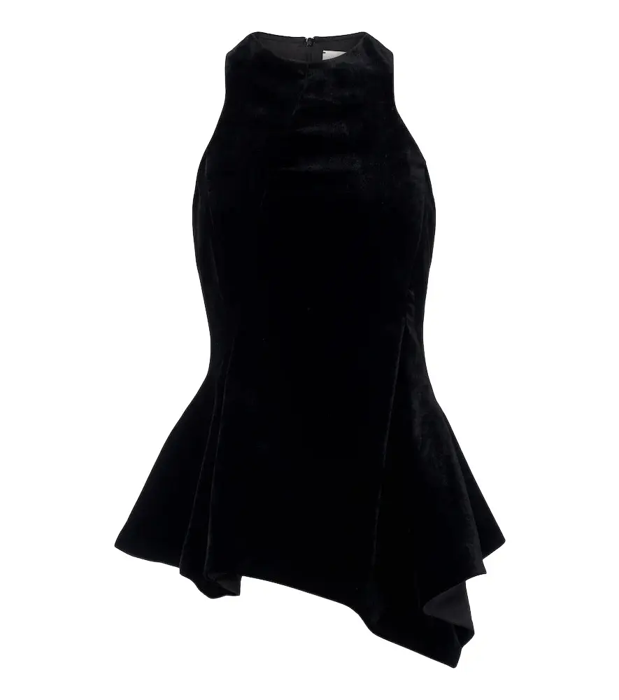 Draped peplum velvet top