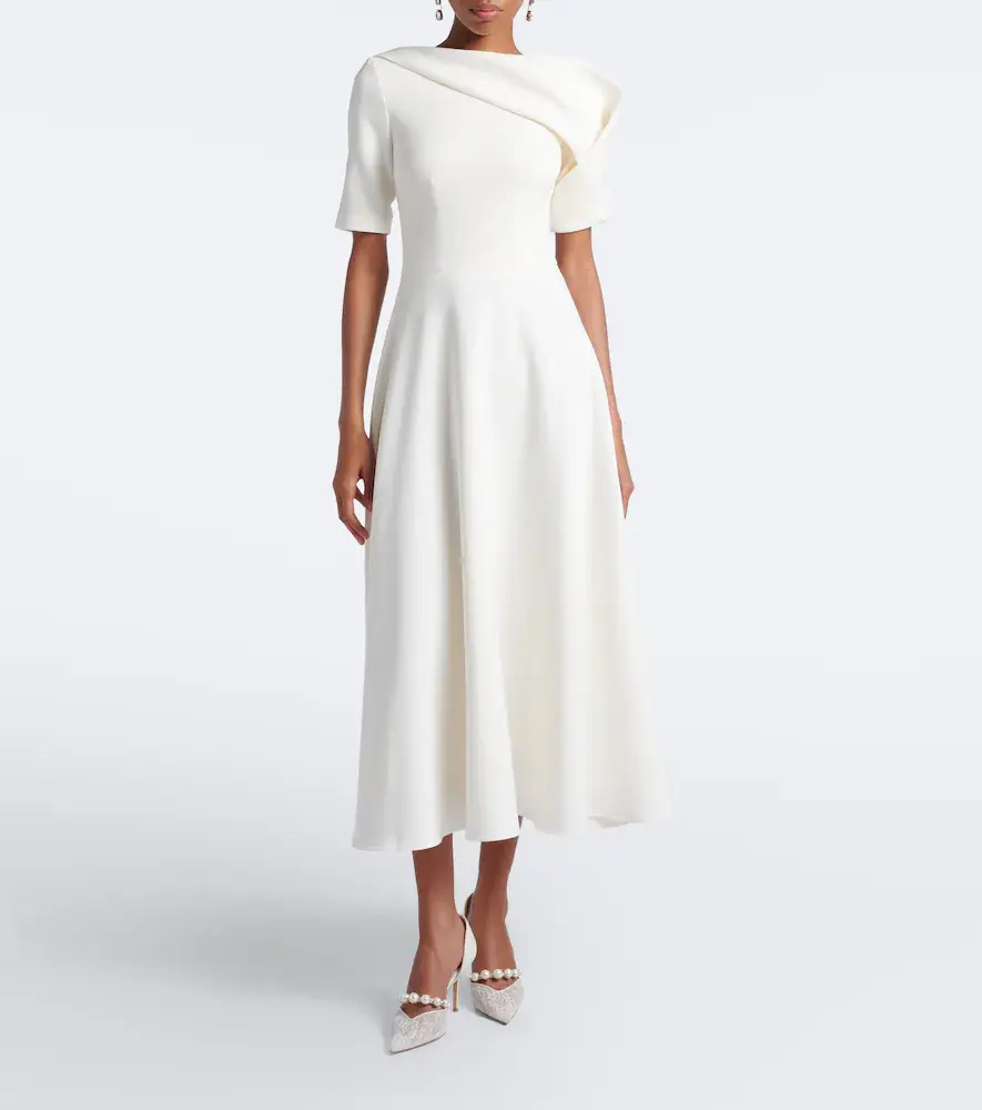Safiyaa Bridal Melinda belted crêpe midi dress | Thumbnail 5 Safiyaa Bridal Melinda belted crêpe midi dress | Thumbnail 5