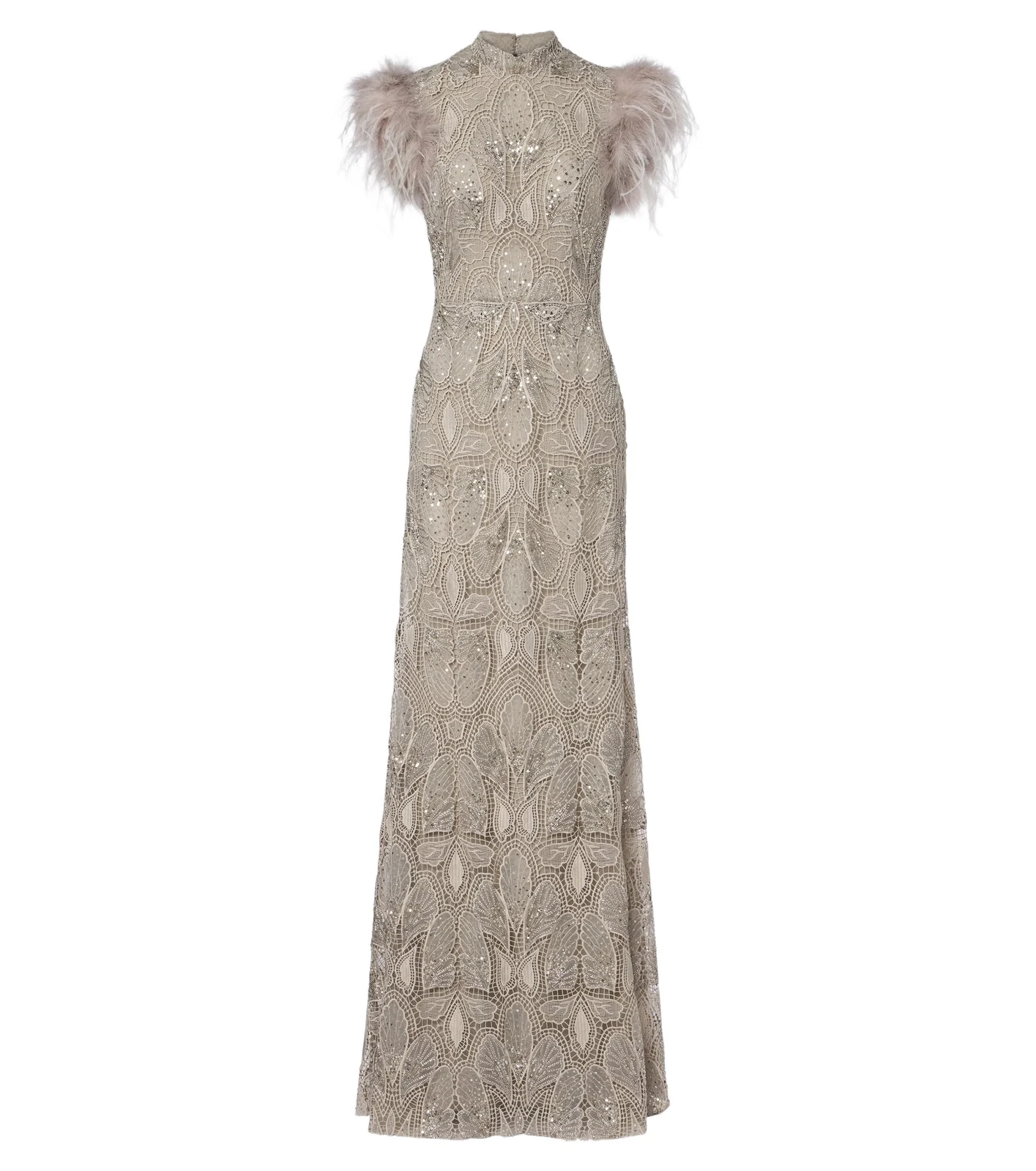 Embellished guipure lace gown