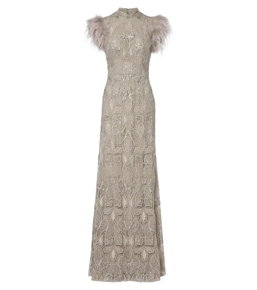Georges Hobeika Embellished guipure lace gown