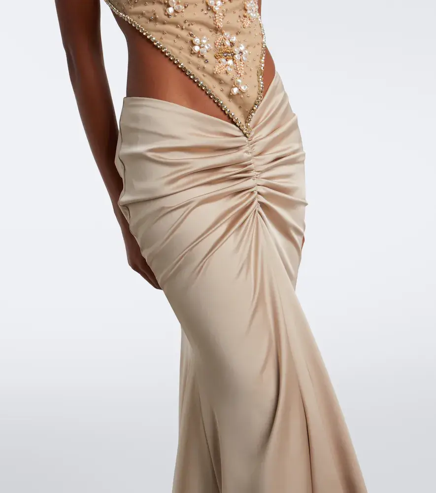 Georges Hobeika Embellished gathered open-back satin gown | Thumbnail 2 Georges Hobeika Embellished gathered open-back satin gown | Thumbnail 2