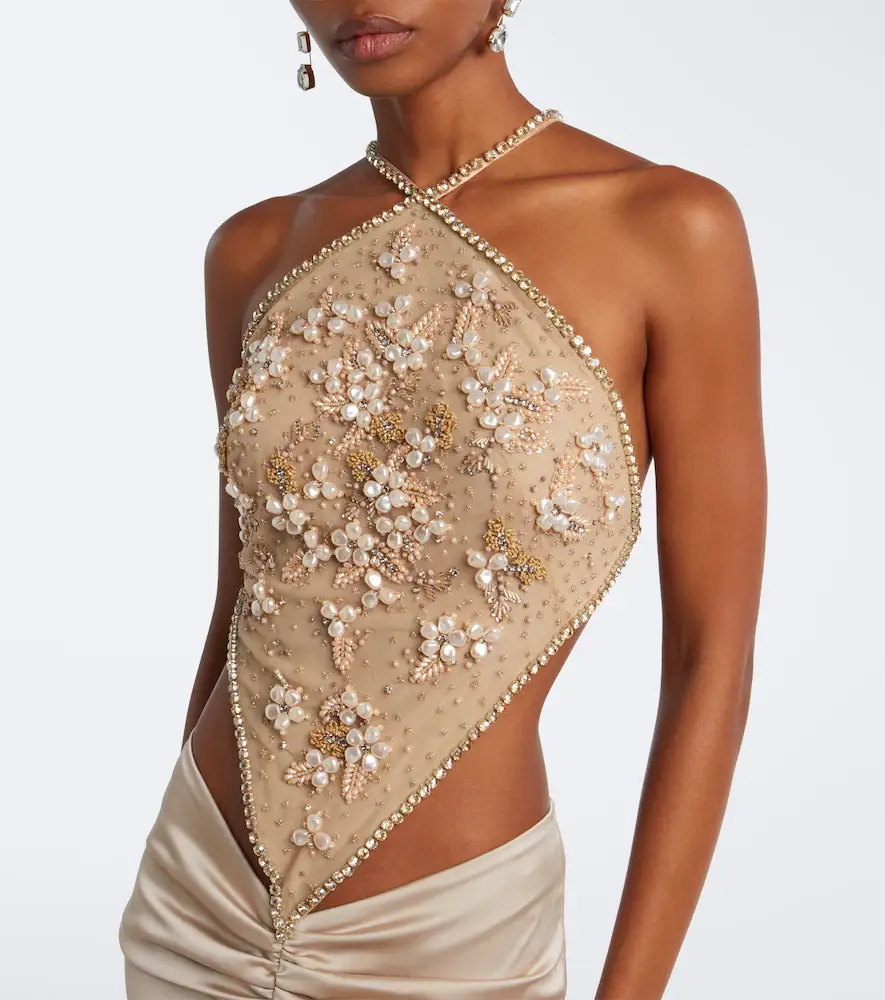 Georges Hobeika Embellished gathered open-back satin gown | Thumbnail 4 Georges Hobeika Embellished gathered open-back satin gown | Thumbnail 4