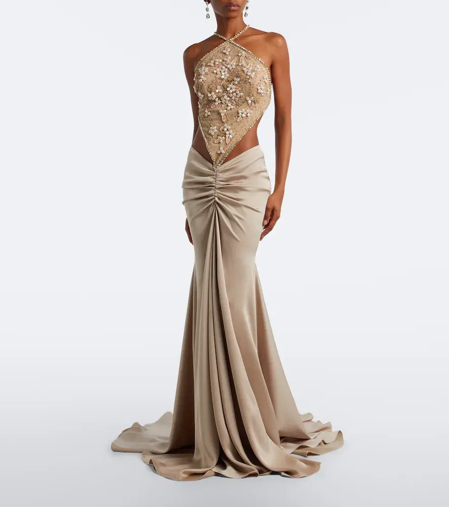 Georges Hobeika Embellished gathered open-back satin gown | Thumbnail 7 Georges Hobeika Embellished gathered open-back satin gown | Thumbnail 7