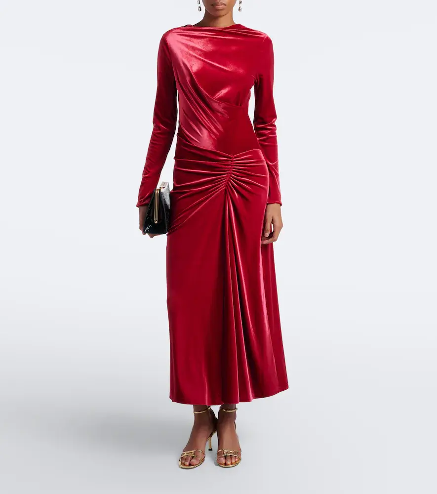 Simkhai Ferrera gathered velvet midi dress | Thumbnail 2 Simkhai Ferrera gathered velvet midi dress | Thumbnail 2