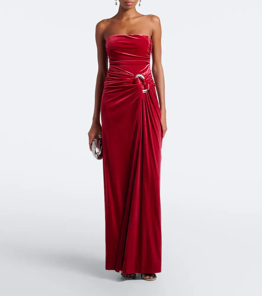 Simkhai Emma gathered velvet bustier gown | Thumbnail 2 Simkhai Emma gathered velvet bustier gown | Thumbnail 2