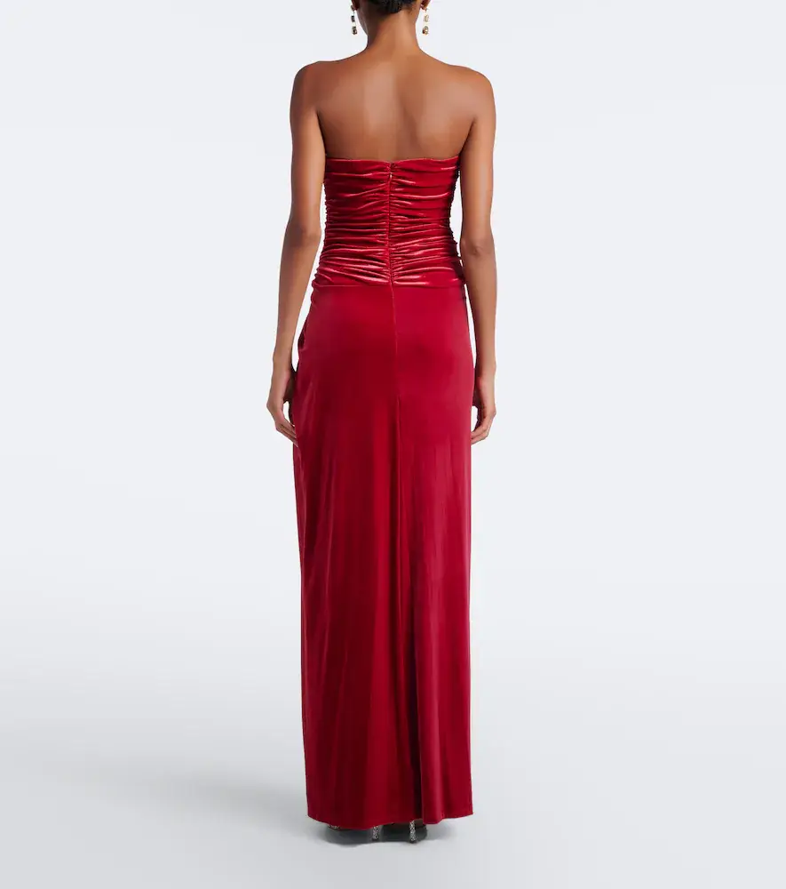 Simkhai Emma gathered velvet bustier gown | Thumbnail 3 Simkhai Emma gathered velvet bustier gown | Thumbnail 3