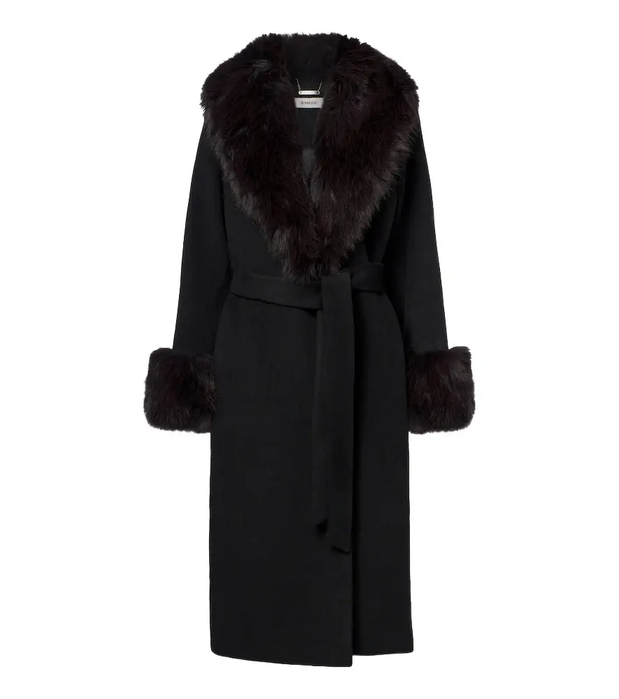 Kinsley wool-blend wrap coat
