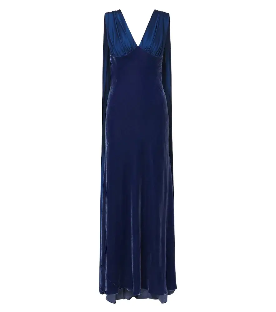 Mariselle caped velvet gown