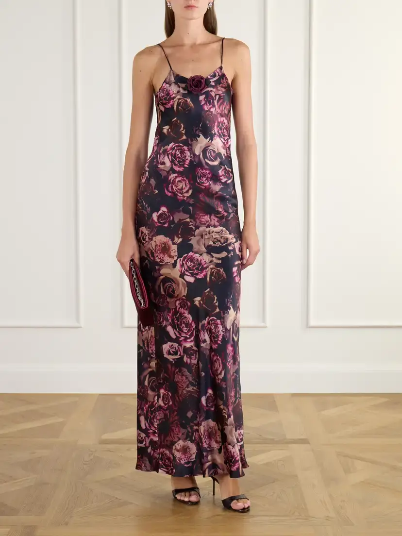 Rodarte Rose-appliquéd Floral-print Silk-satin Gown | Thumbnail 2 Rodarte Rose-appliquéd Floral-print Silk-satin Gown | Thumbnail 2
