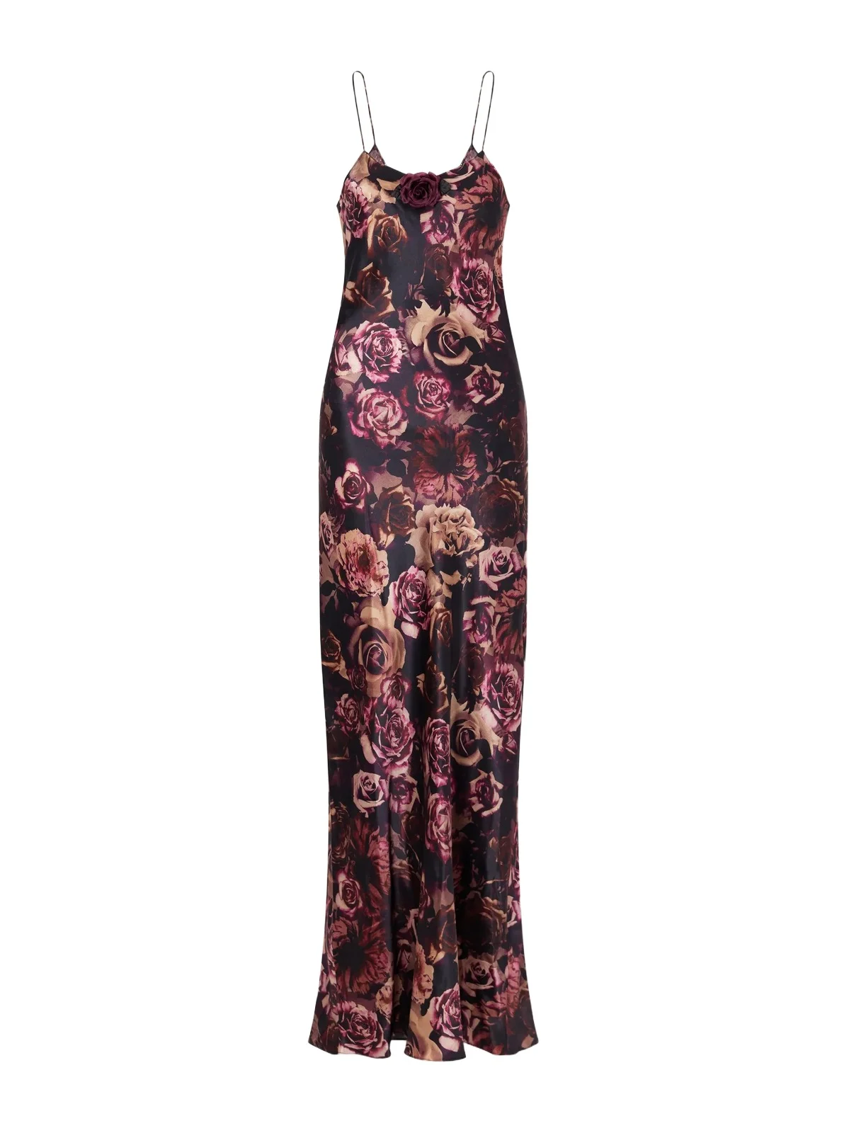 Rose-appliquéd Floral-print Silk-satin Gown Rose-appliquéd Floral-print Silk-satin Gown