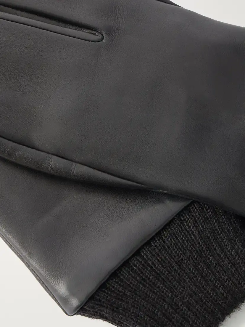 Agnelle Sakura Tabi Wool-trimmed Leather Gloves | Thumbnail 2