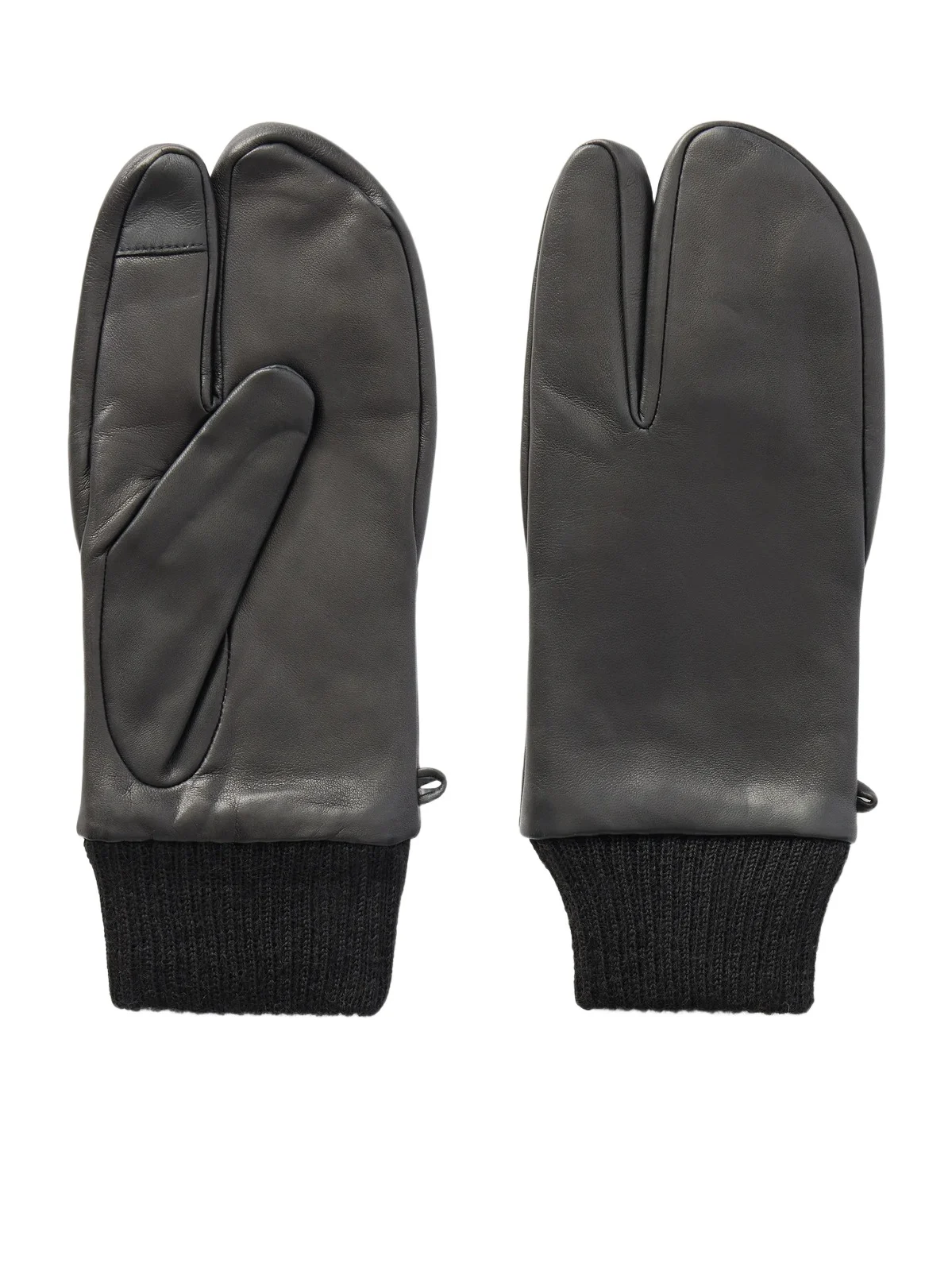 Agnelle Sakura Tabi Wool-trimmed Leather Gloves