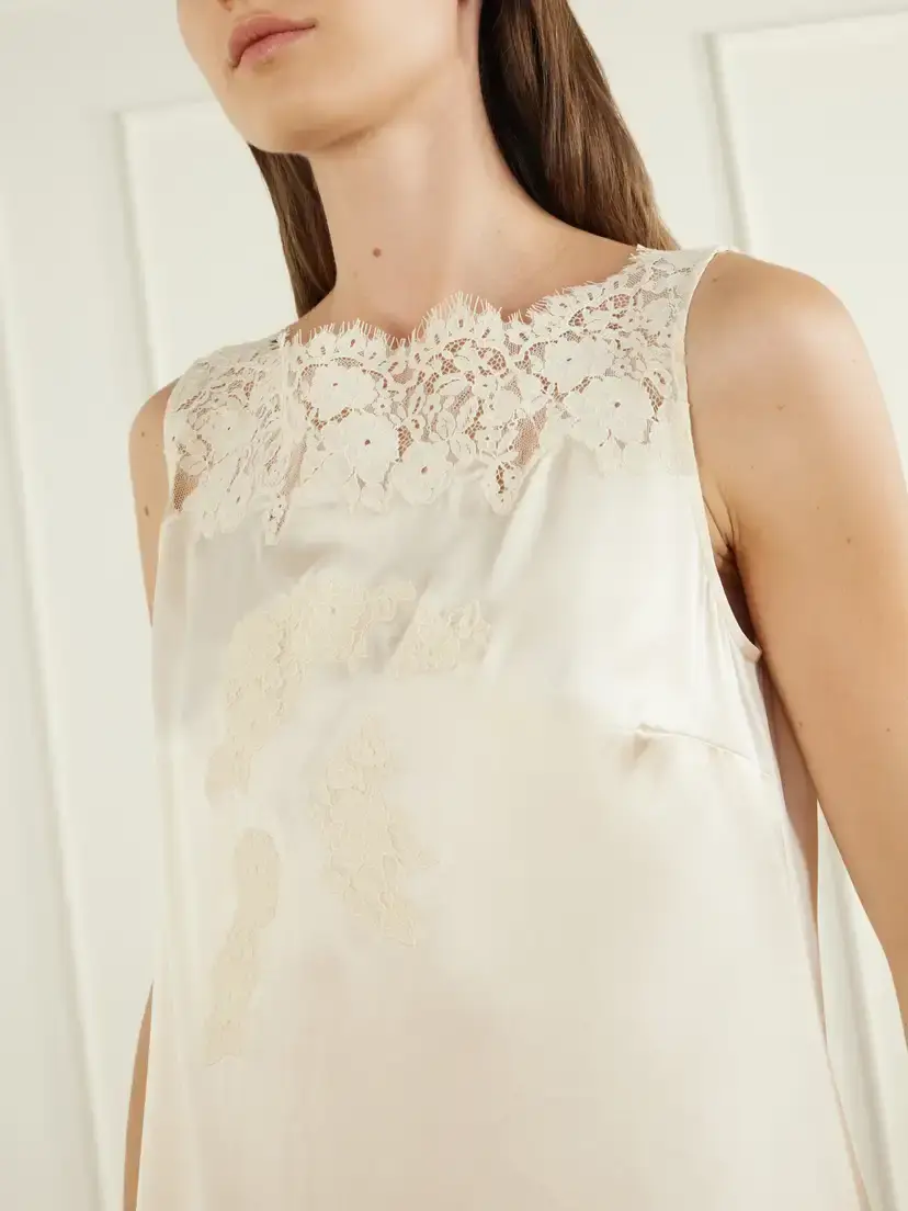 DÔEN Vida Lace-trimmed Silk-satin Mini Dress | Thumbnail 4 DÔEN Vida Lace-trimmed Silk-satin Mini Dress | Thumbnail 4