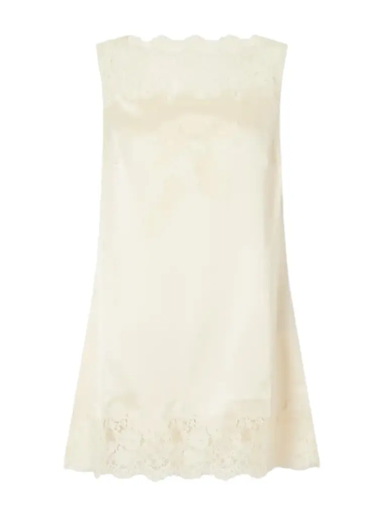 DÔEN Vida Lace-trimmed Silk-satin Mini Dress