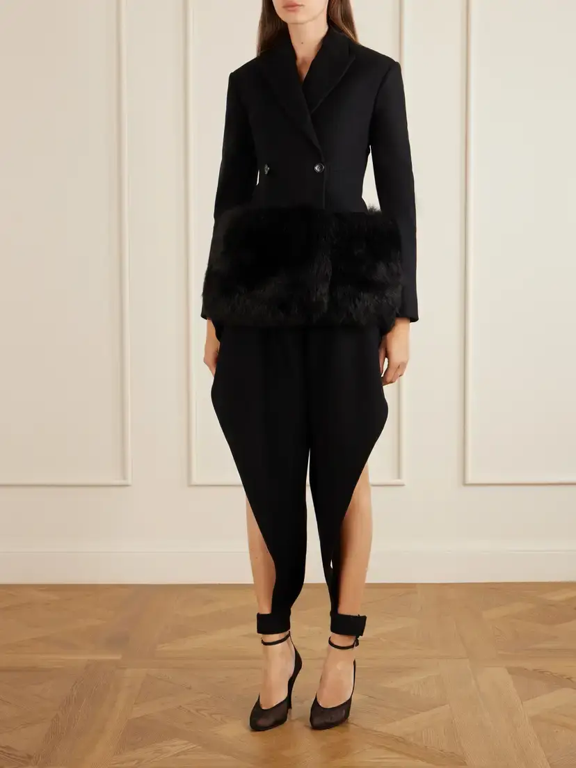 Alaïa Double-breasted Shearling-trimmed Wool Blazer | Thumbnail 2 Alaïa Double-breasted Shearling-trimmed Wool Blazer | Thumbnail 2