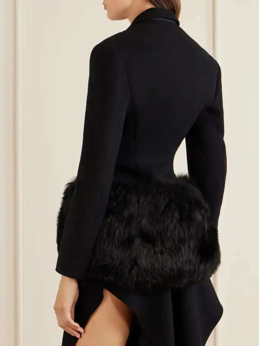 Alaïa Double-breasted Shearling-trimmed Wool Blazer | Thumbnail 3 Alaïa Double-breasted Shearling-trimmed Wool Blazer | Thumbnail 3