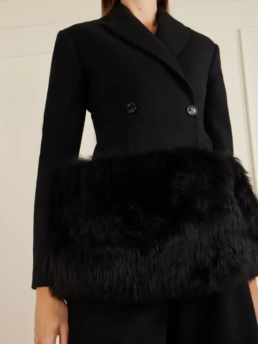 Alaïa Double-breasted Shearling-trimmed Wool Blazer | Thumbnail 4 Alaïa Double-breasted Shearling-trimmed Wool Blazer | Thumbnail 4