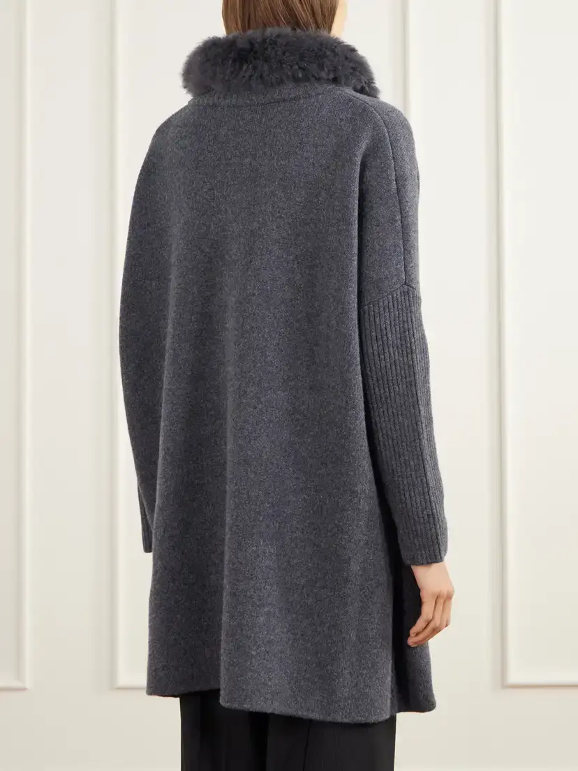 Yves Salomon Shearling-trimmed Wool Cardigan | Thumbnail 4