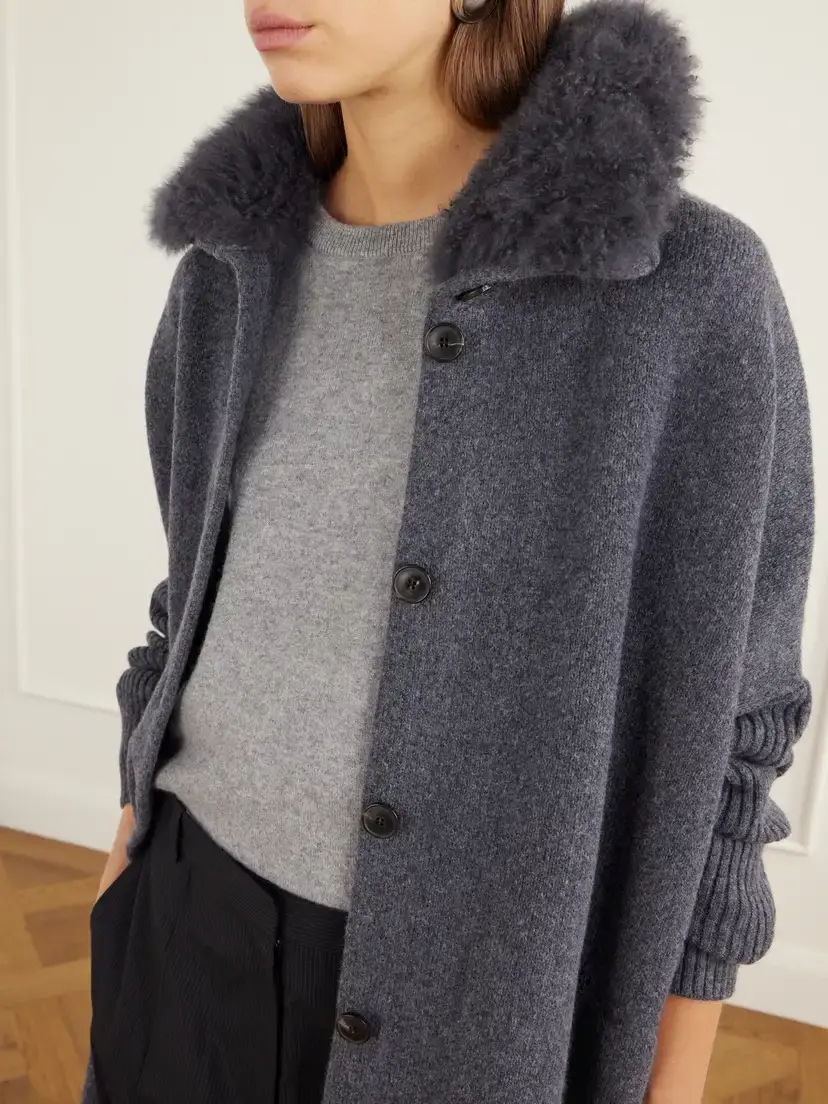 Yves Salomon Shearling-trimmed Wool Cardigan | Thumbnail 5