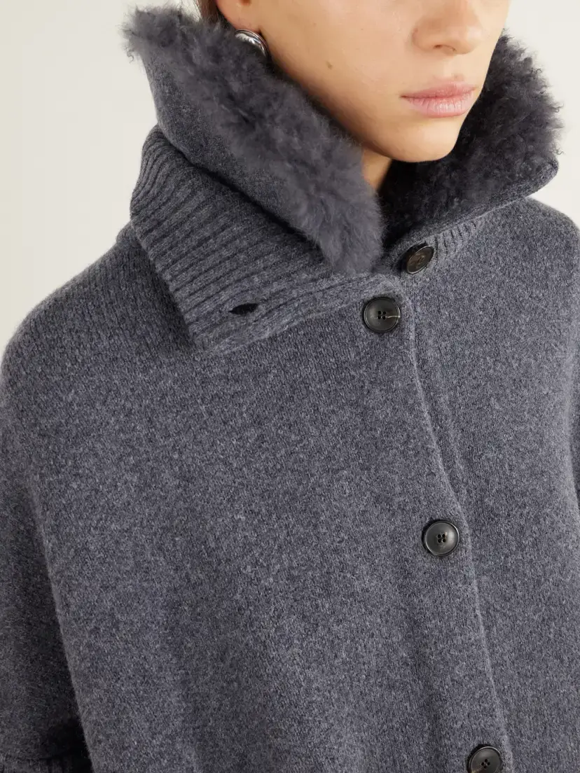 Yves Salomon Shearling-trimmed Wool Cardigan | Thumbnail 6