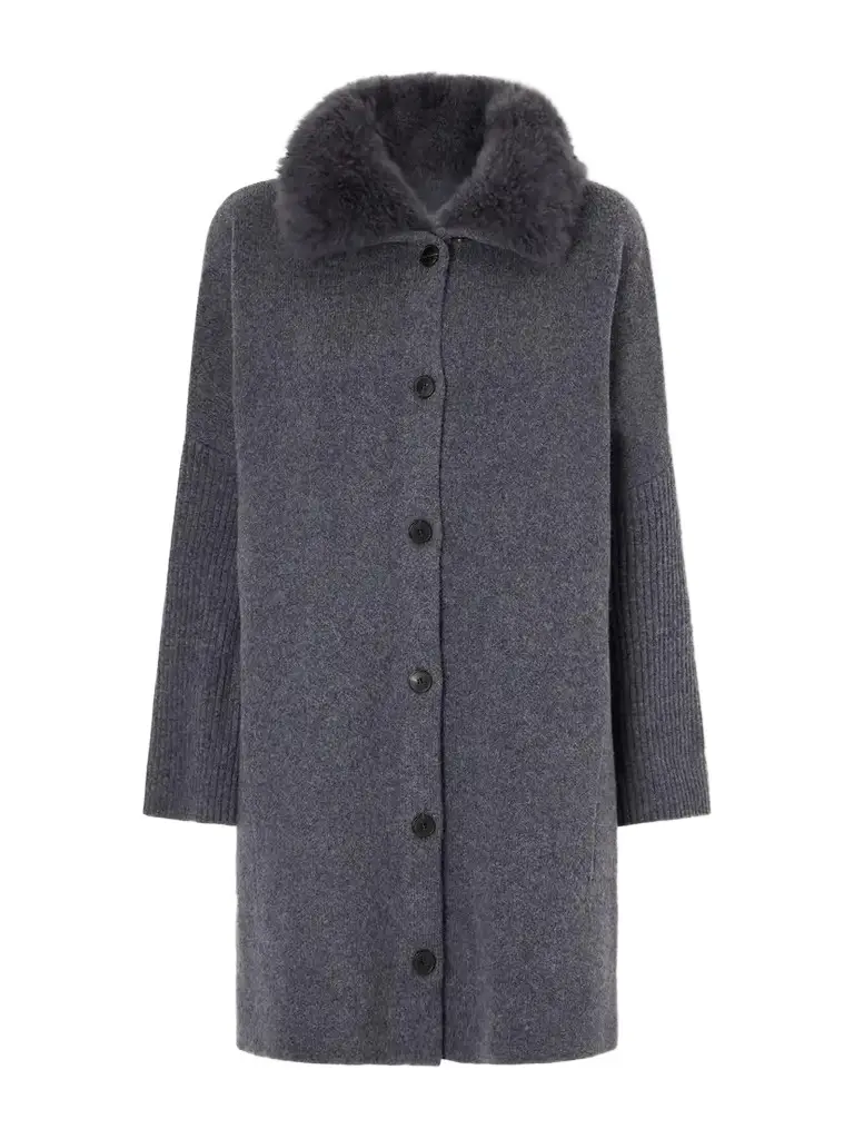 Yves Salomon Shearling-trimmed Wool Cardigan