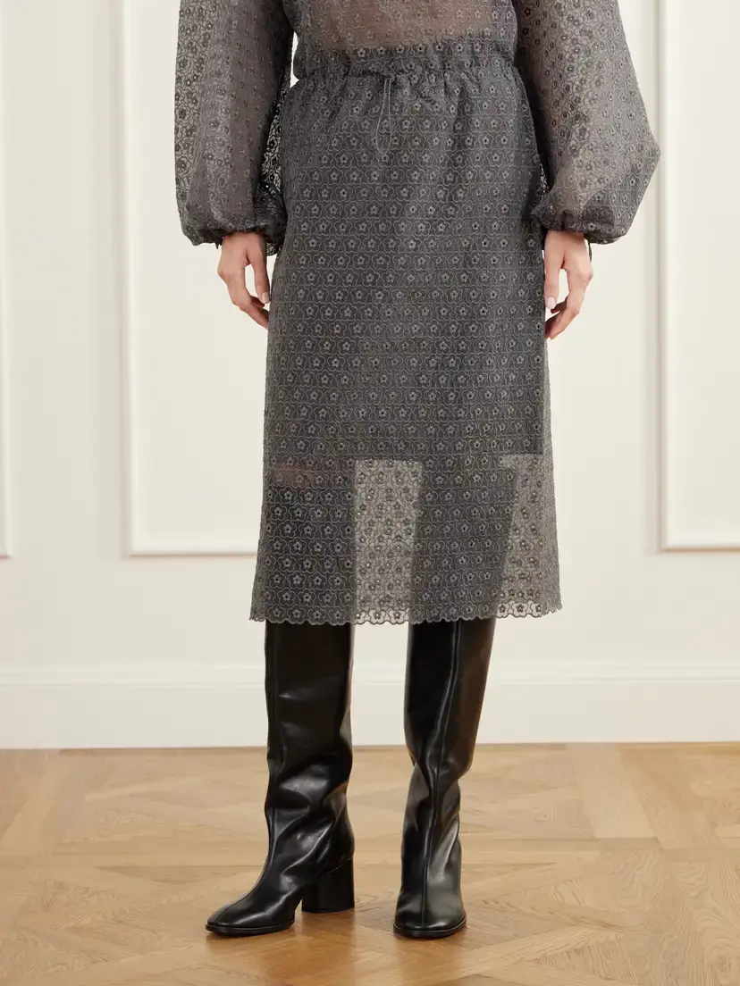 Cecilie Bahnsen Bria Scalloped Cotton-blend Floral-lace Midi Skirt | Thumbnail 3 Cecilie Bahnsen Bria Scalloped Cotton-blend Floral-lace Midi Skirt | Thumbnail 3