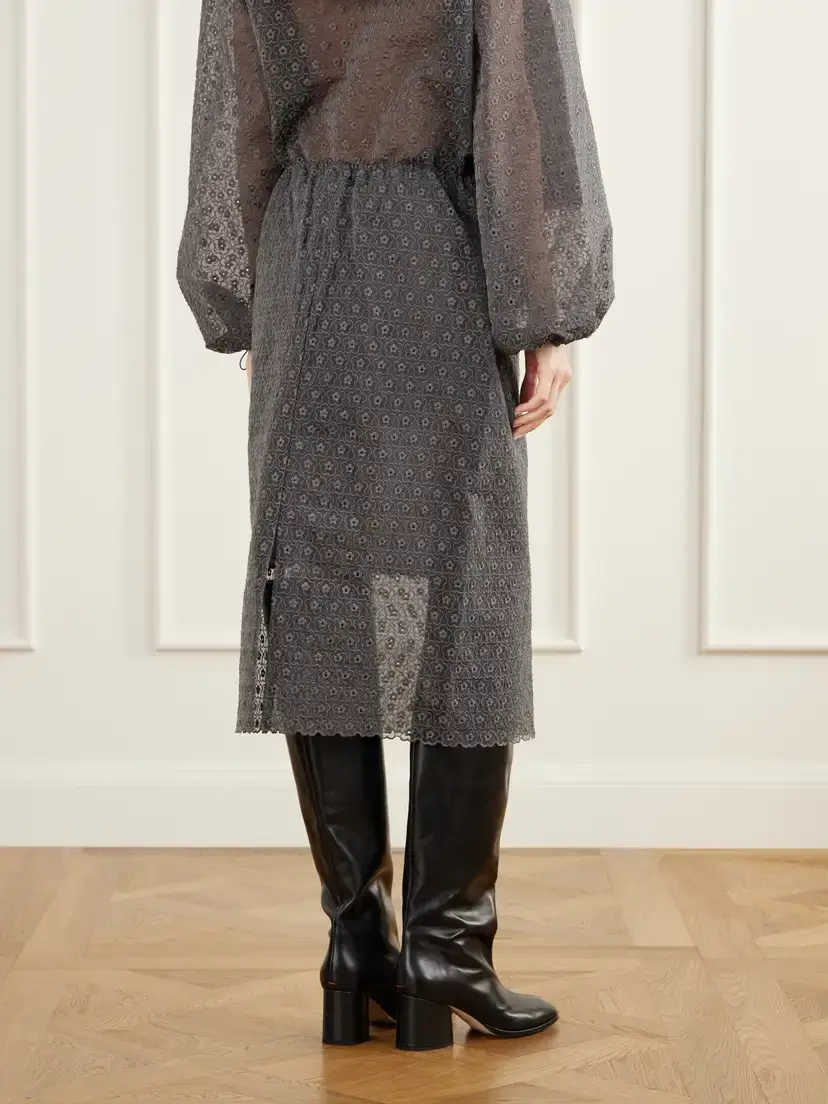 Cecilie Bahnsen Bria Scalloped Cotton-blend Floral-lace Midi Skirt | Thumbnail 4 Cecilie Bahnsen Bria Scalloped Cotton-blend Floral-lace Midi Skirt | Thumbnail 4