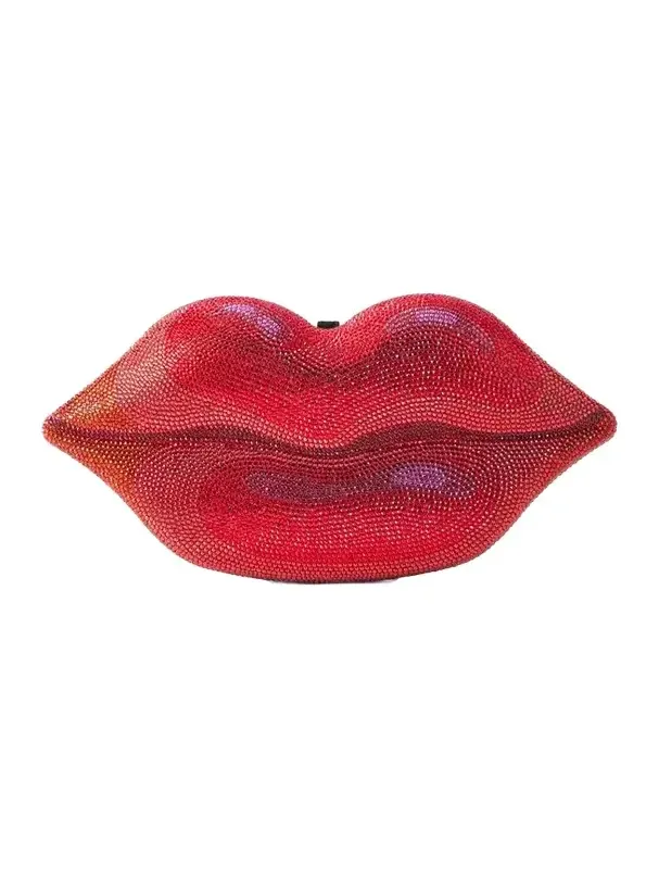 Hot Lips Crystal-embellished Silver-tone Clutch Hot Lips Crystal-embellished Silver-tone Clutch