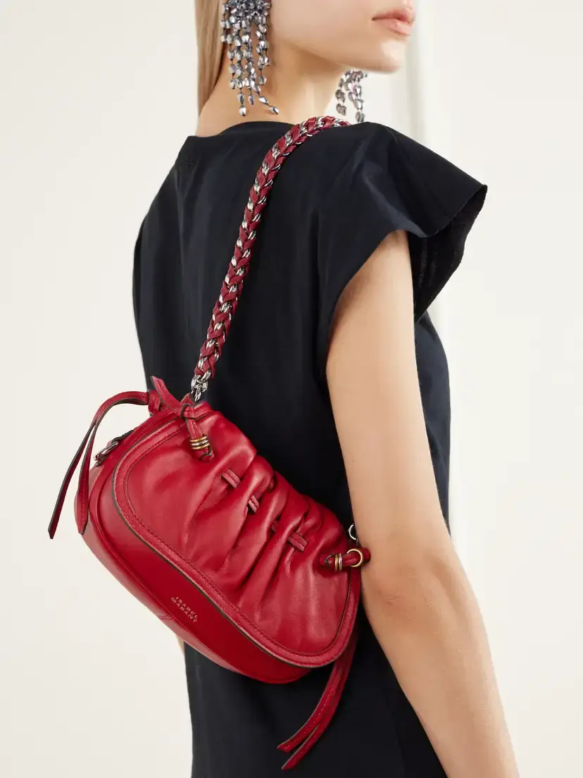 Isabel Marant Bolton Embellished Gathered Leather Shoulder Bag | Thumbnail 3