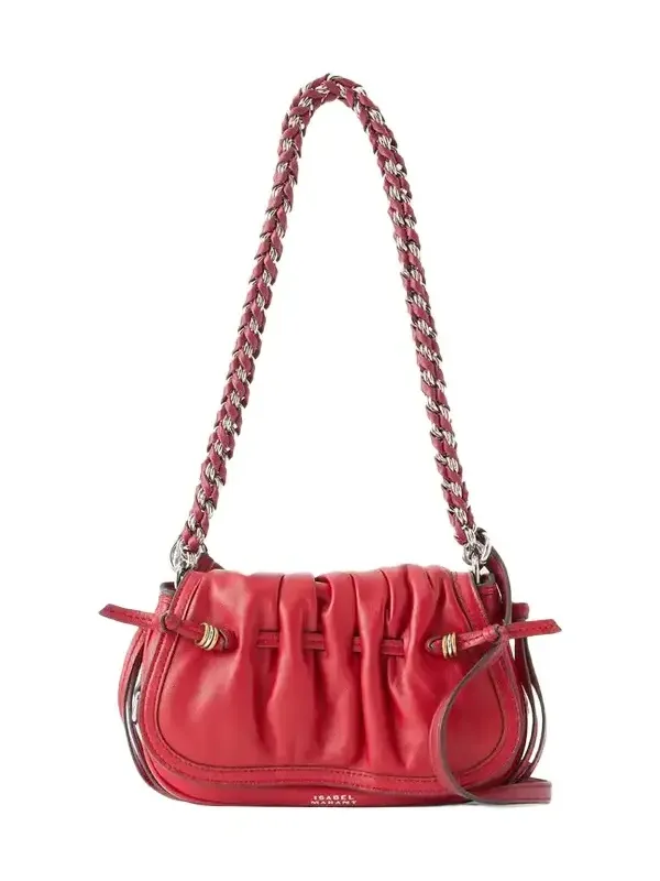 Isabel Marant Bolton Embellished Gathered Leather Shoulder Bag