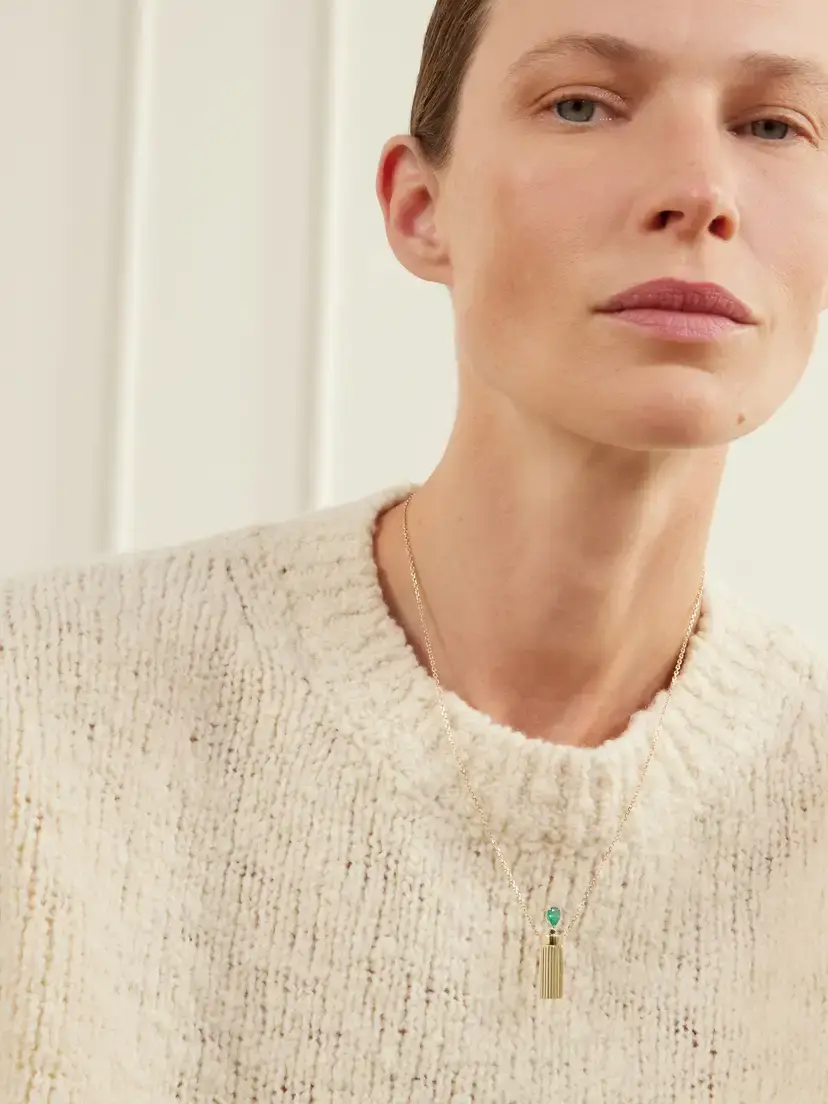 Yvonne Léon Petit Vase 9-karat Gold, Emerald And Blackened Diamond Necklace | Thumbnail 2 Yvonne Léon Petit Vase 9-karat Gold, Emerald And Blackened Diamond Necklace | Thumbnail 2