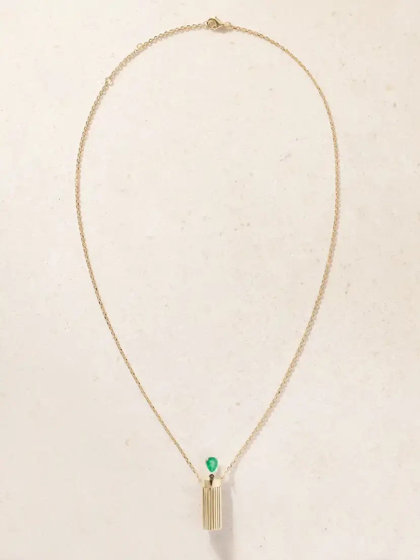 Yvonne Léon Petit Vase 9-karat Gold, Emerald And Blackened Diamond Necklace | Thumbnail 4 Yvonne Léon Petit Vase 9-karat Gold, Emerald And Blackened Diamond Necklace | Thumbnail 4