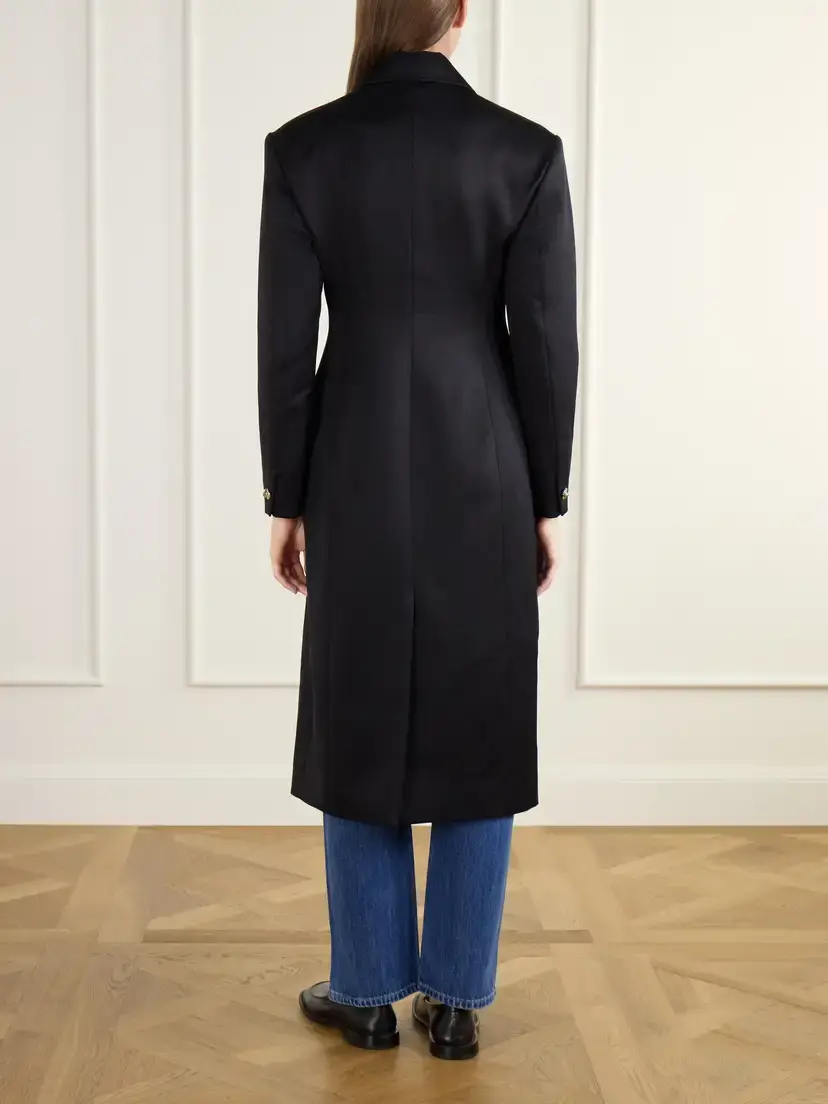 RÙADH The Ophelia Double-breasted Satin-trimmed Wool-twill Coat | Thumbnail 4