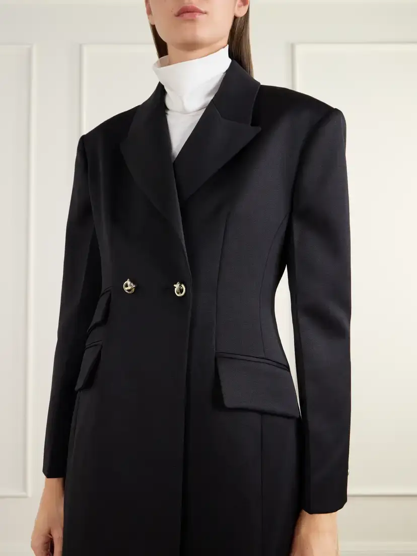 RÙADH The Ophelia Double-breasted Satin-trimmed Wool-twill Coat | Thumbnail 5