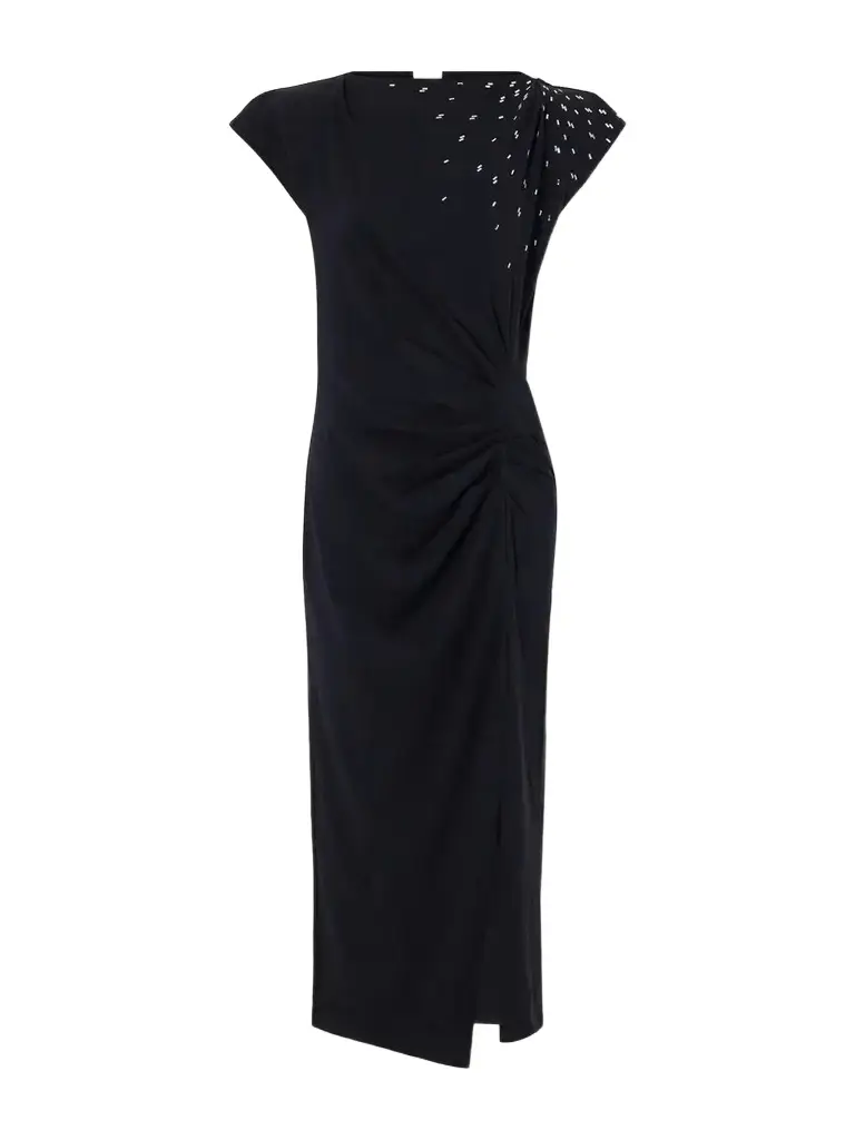 Isabel Marant Nadela Gathered Bead-embellished Cotton-jersey Maxi Dress