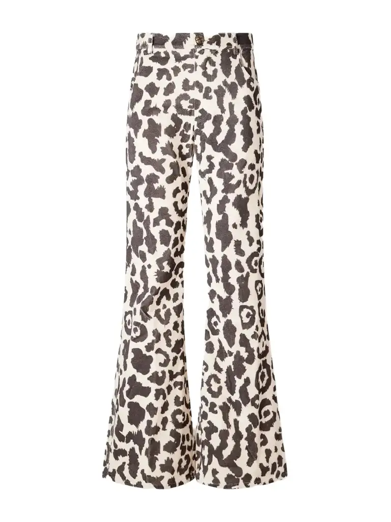 ALIX OF BOHEMIA Bunny Leopard Steppe Cotton-velvet High-rise Flared Jeans