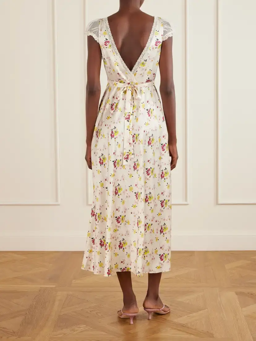 DÔEN Corelia Floral-print Belted Lace-trimmed Midi Dress | Thumbnail 3 DÔEN Corelia Floral-print Belted Lace-trimmed Midi Dress | Thumbnail 3
