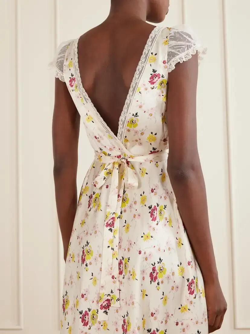 DÔEN Corelia Floral-print Belted Lace-trimmed Midi Dress | Thumbnail 5 DÔEN Corelia Floral-print Belted Lace-trimmed Midi Dress | Thumbnail 5